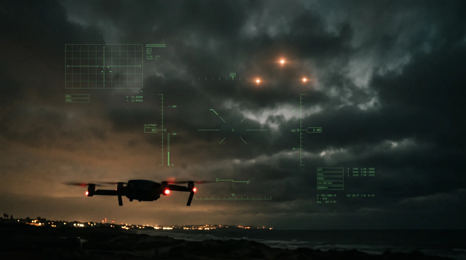 Drone light profile compared with unknown aerial formation