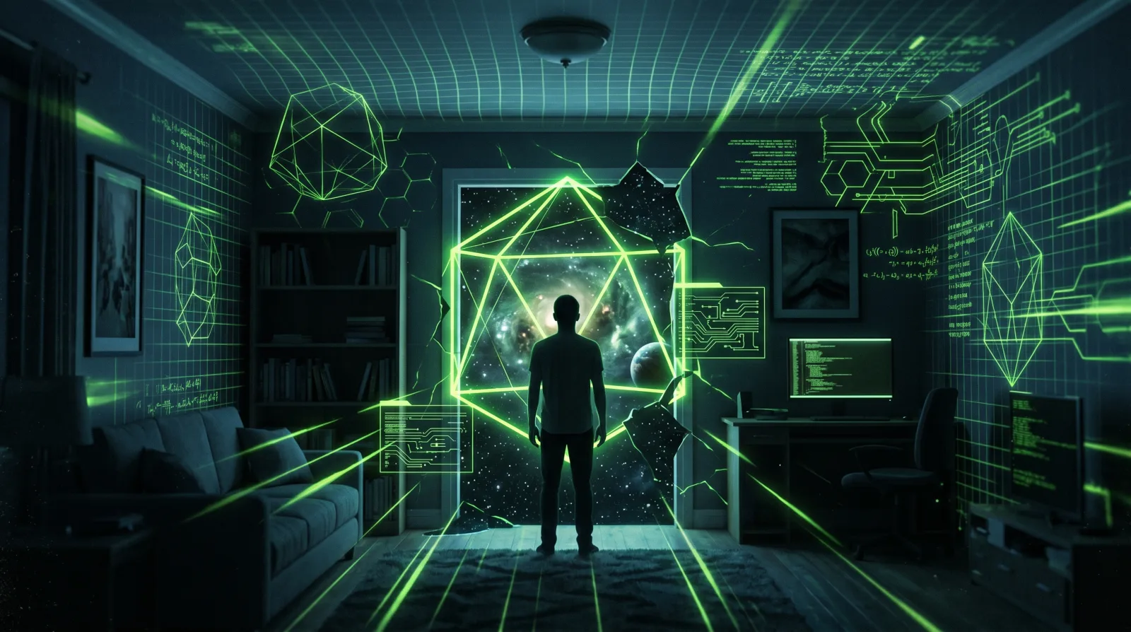 Impossible geometric doorway opening in a civilian room
