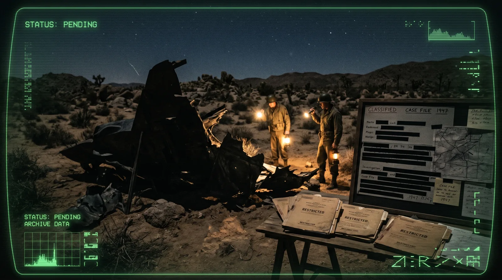 Desert UFO case archive inspired by Roswell incident records