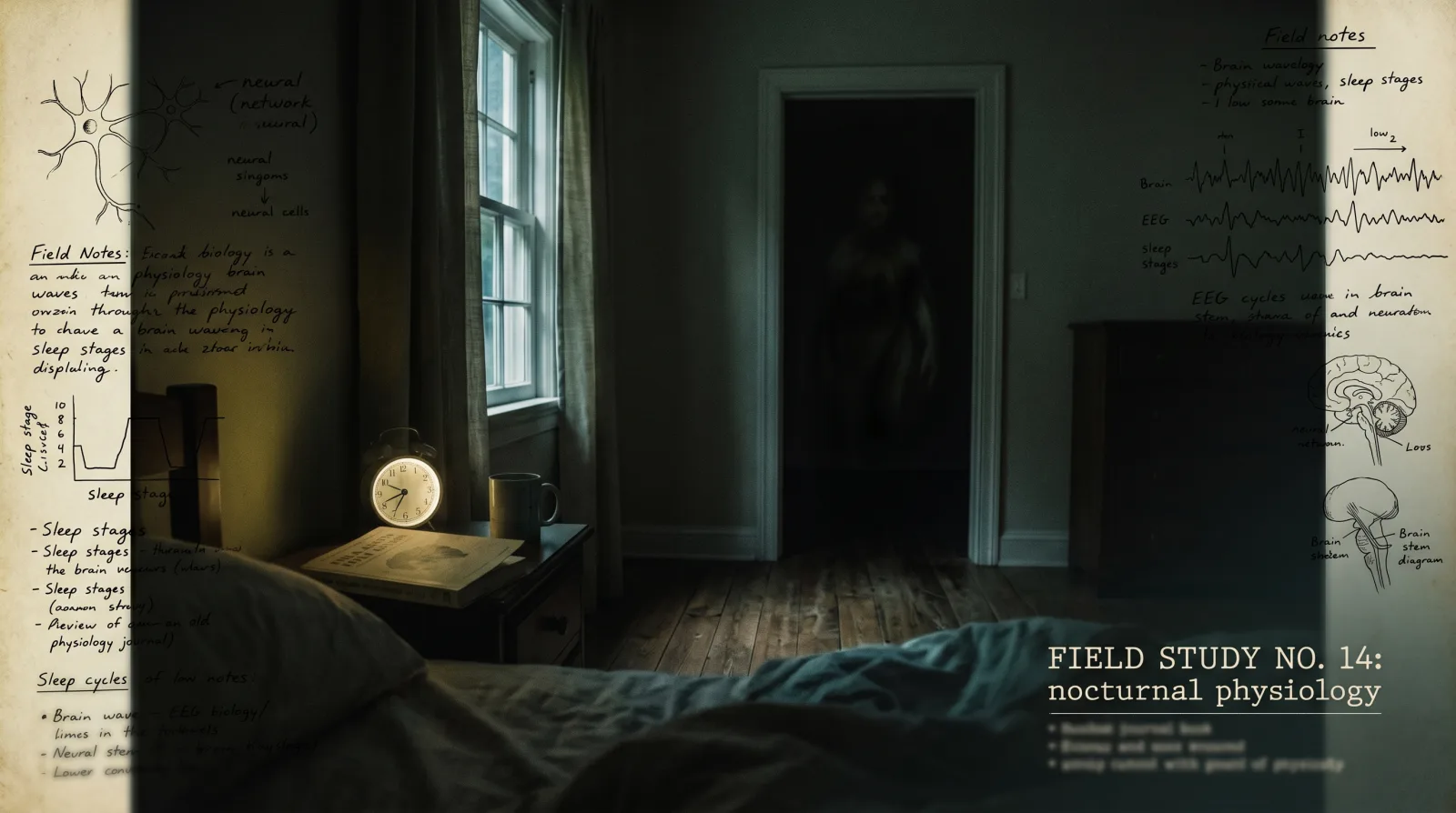 Ambiguous bedroom scene for sleep paralysis and abduction narratives