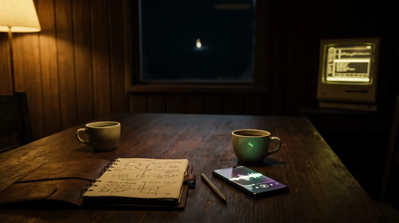 Careful witness conversation with notes and recording device