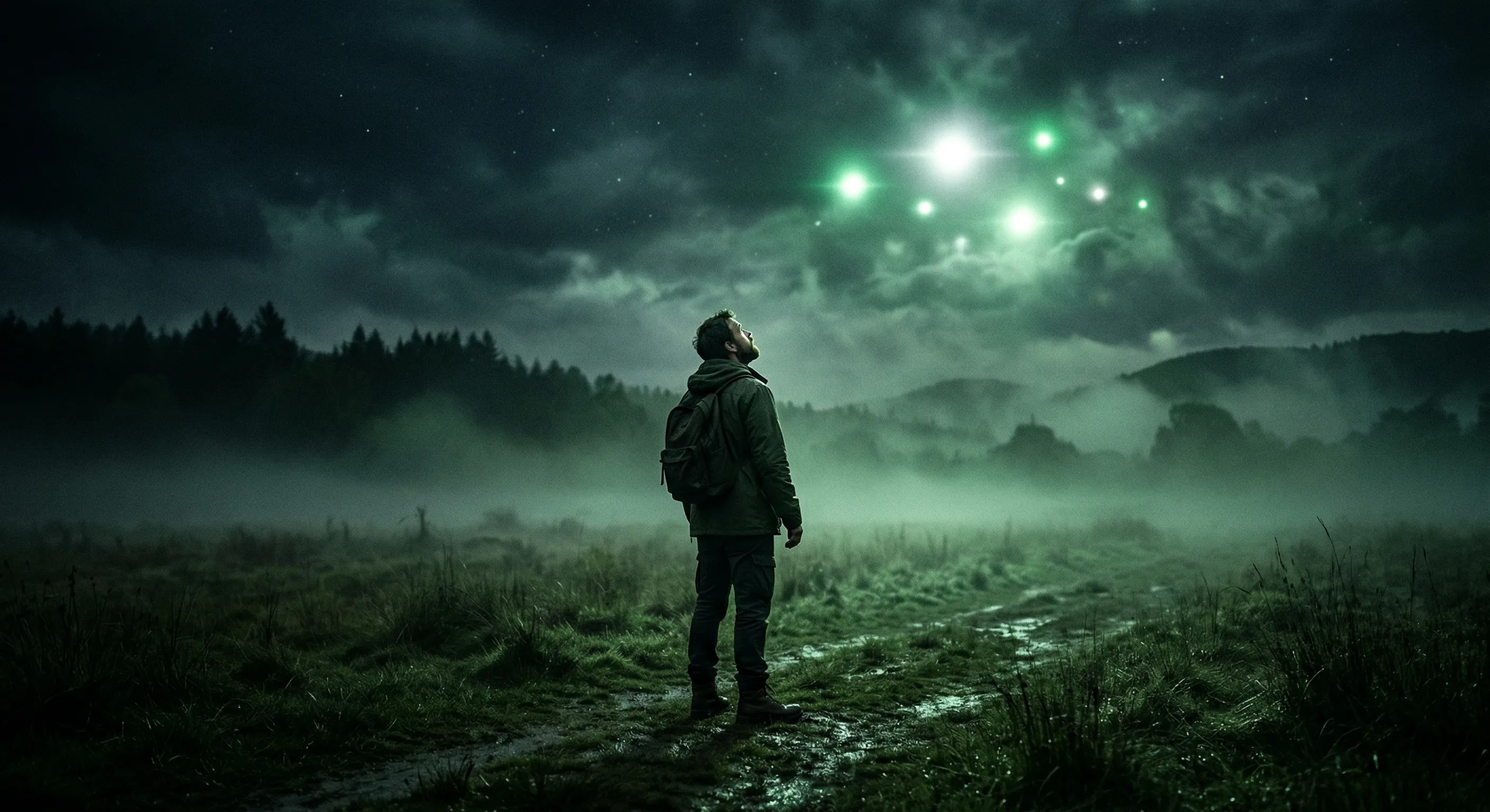 Person watching a UAP in the night sky