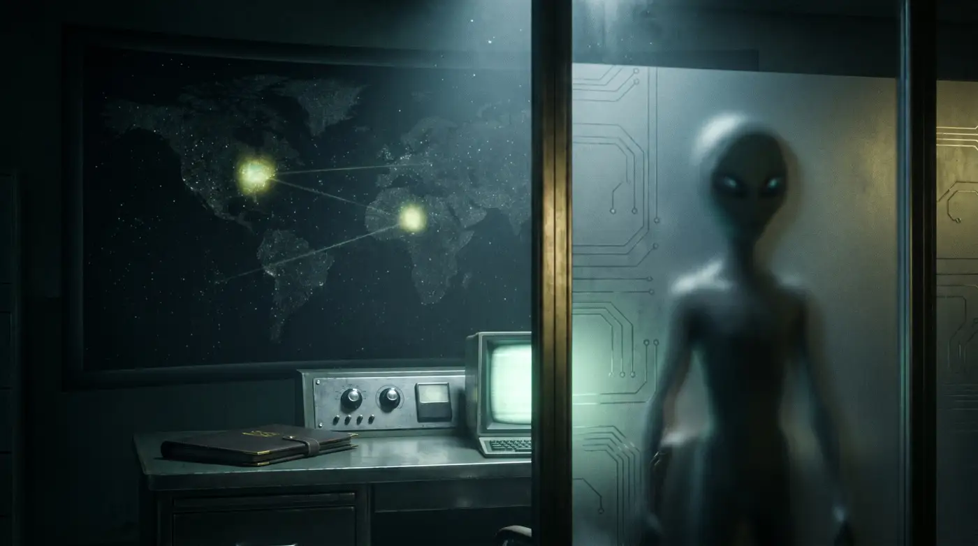 Zeta Reticuli star map and partial Grey silhouette